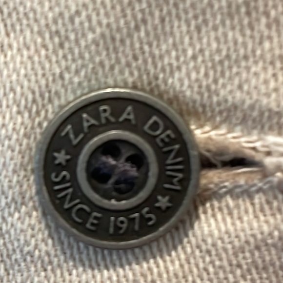 Zara Denim Relaxed Fit Distressed Light Khaki Military Jacket Size S - Picture 9 of 11